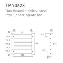 ECT Non Heated Stainless Steel Towel Ladder Square Bar